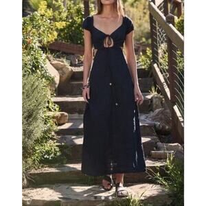 NWT Free People Endless Summer Extra Dose Keyhole Cutout Midi Dress Black Size L